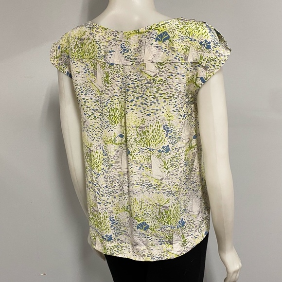 We Vera 100% Silk Grassy Sailboats Sleeveless Top Blouse 2 - Picture 4 of 6